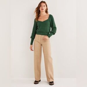 Boden Women’s Green Sweetheart Long Sleeve Sweater Size 12 Large EUC
